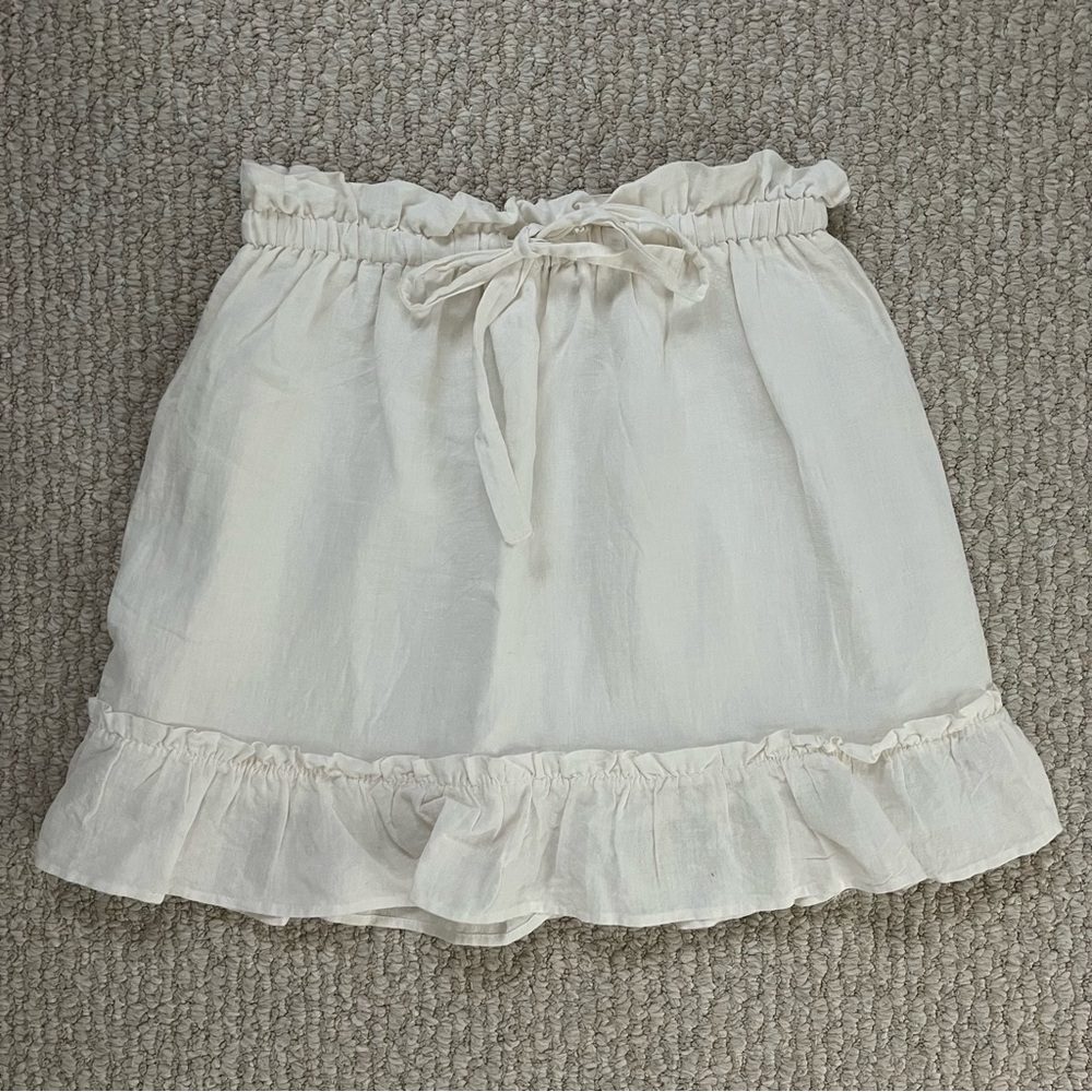 Ruffle White Tie Waist Skirt